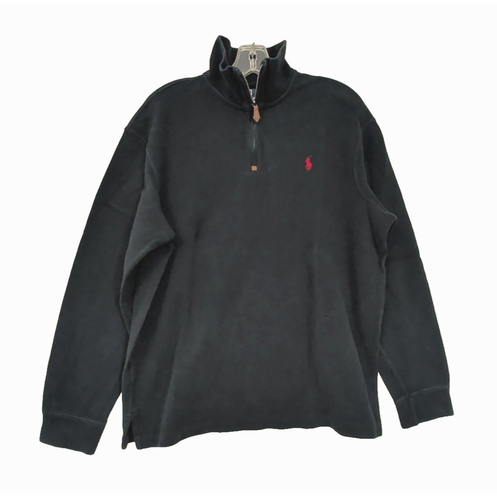 Polo Ralph Lauren 1/4 Zip Sweater Mens L Navy Blue Y2K Preppy Heritage Casual